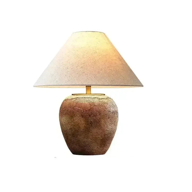 Ceramic Brown Table Lamp for Japandi Minimalism Wabi Sabi Decor - Lamps