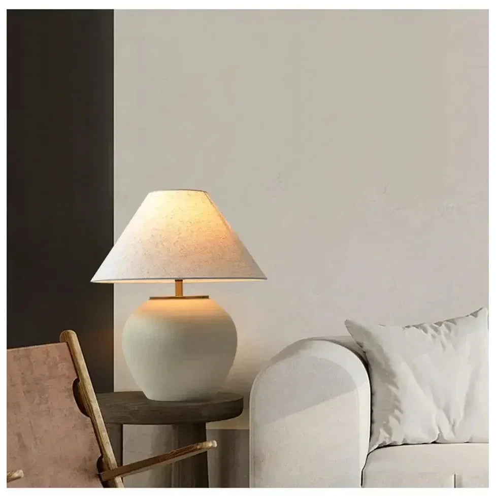 Luxury Ceramic Led Table Lamp | Polished Chrome Finish | Japandi Minimalism