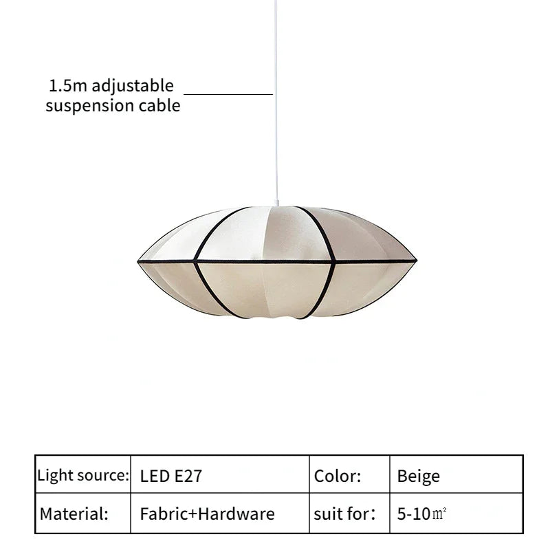 Silk & Iron Pendant Light | Modern Lantern for Dining or Kitchen