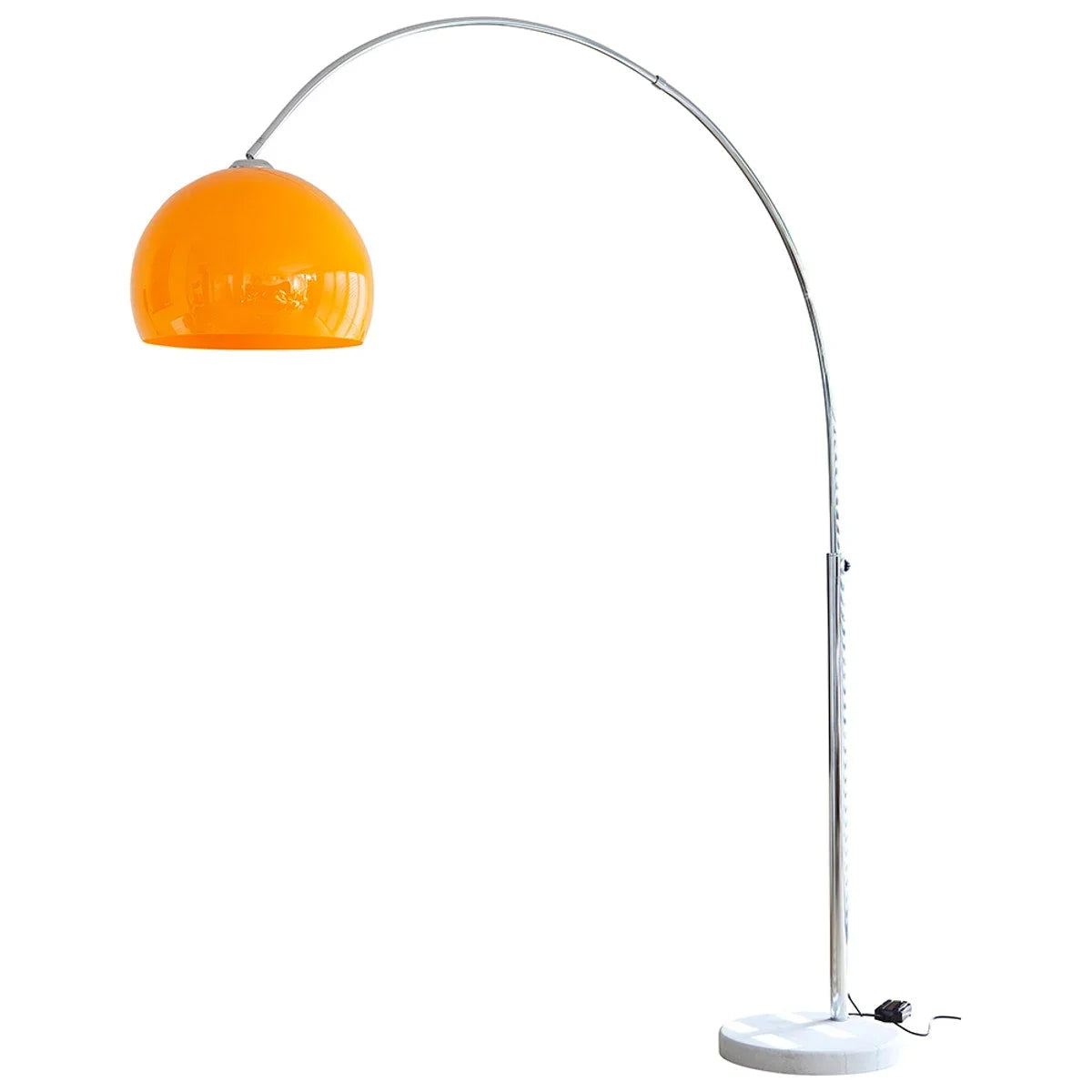 Chrome Arc Floor Lamp Marble Base | 50cm Reach Orange or White Shade E26/e27 Dimmable Option Casalola Lights Luxury