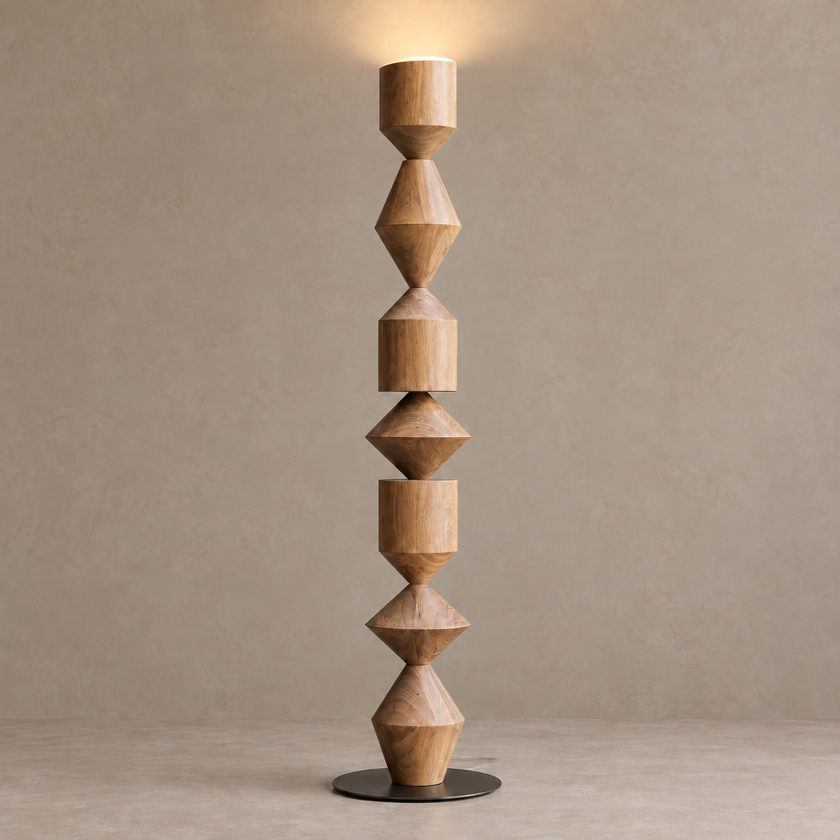 Walnut CL855220CM floor lamp with its top light illuminated