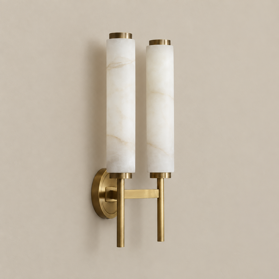 Alabaster & Brass Wall Sconce