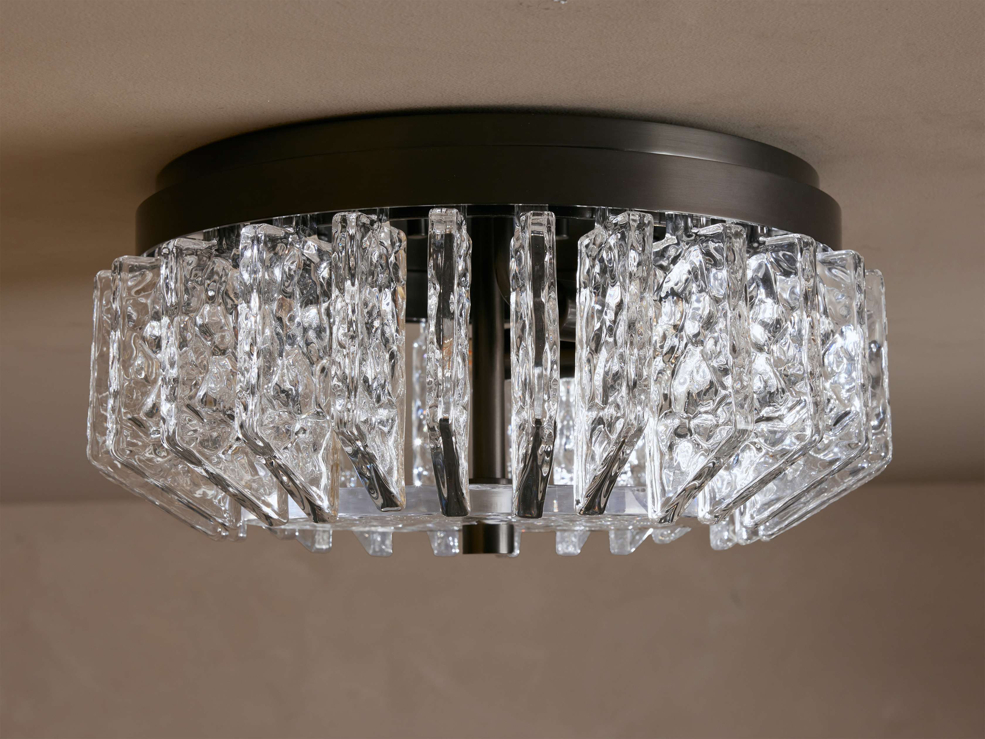 Shallow Glass and Brass Flush Mount Ceiling Light Modern Hallway Bedroom or Dressing Room Fixture Casalolalights Luxury