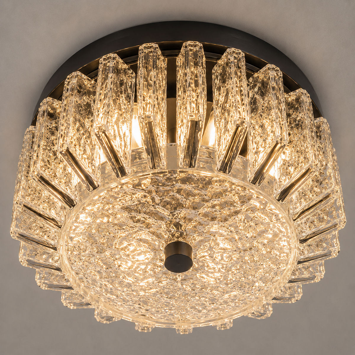 Shallow Glass & Brass Flush Mount for Low Ceilings | Modern Bedroom Hallway Ceiling Light Casalolalights Luxury Lamps