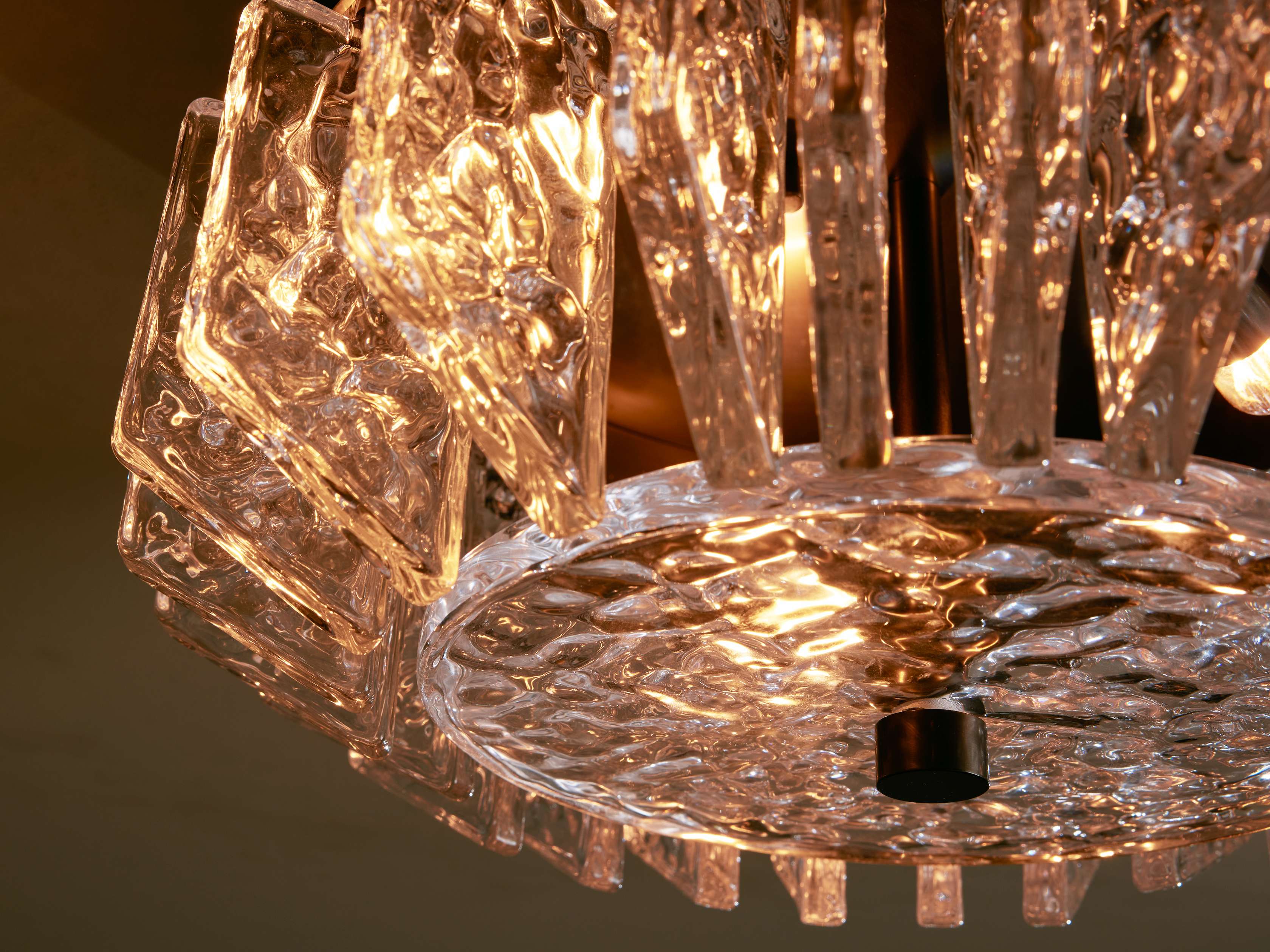 Shallow Glass and Brass Flush Mount Ceiling Light Modern Hallway Bedroom or Dressing Room Fixture Casalolalights Luxury