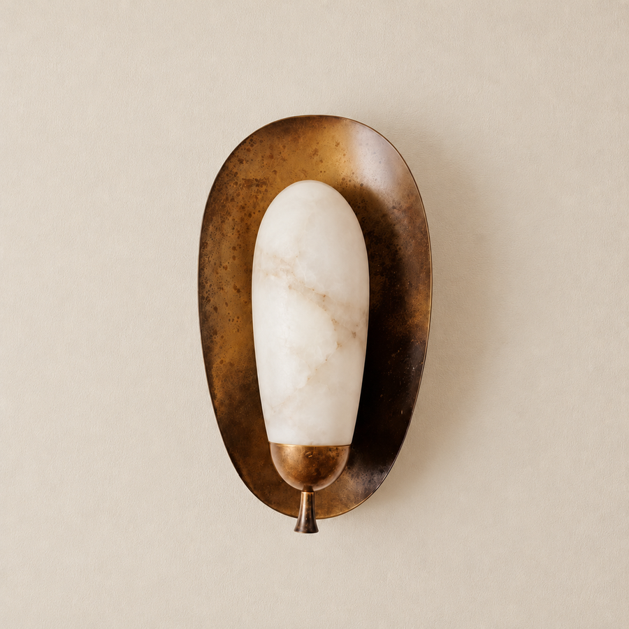 Alabaster & Brass Wall Sconce