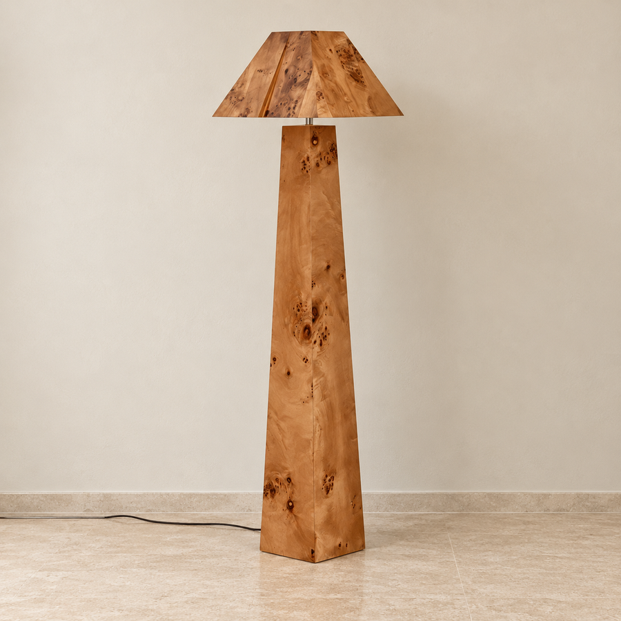 Burl Wood Floor Lamp