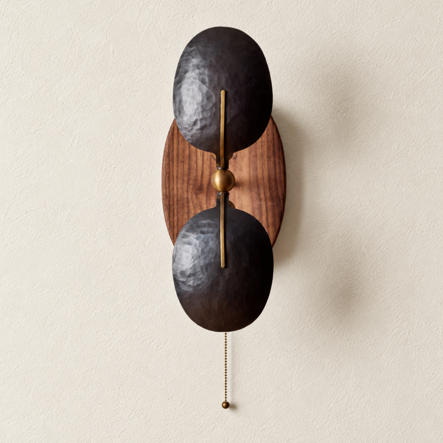 Metal & Walnut Wall Sconce