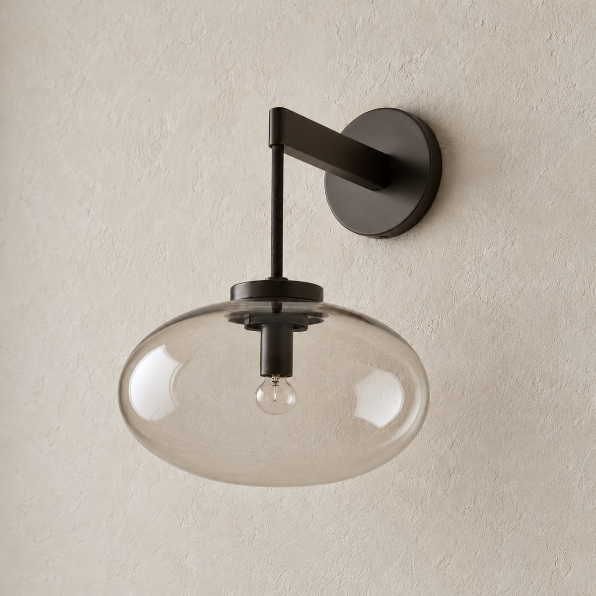 Black Steel & Smoked Glass Wall Sconce