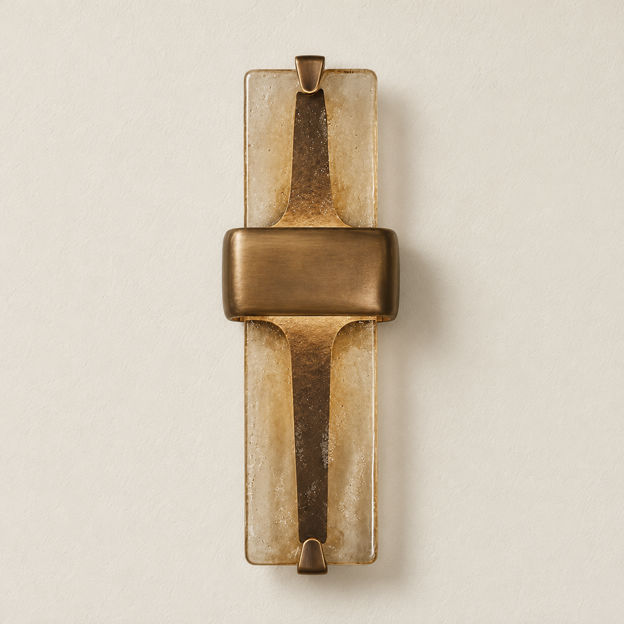Textured Glass & Brass Wall Sconce