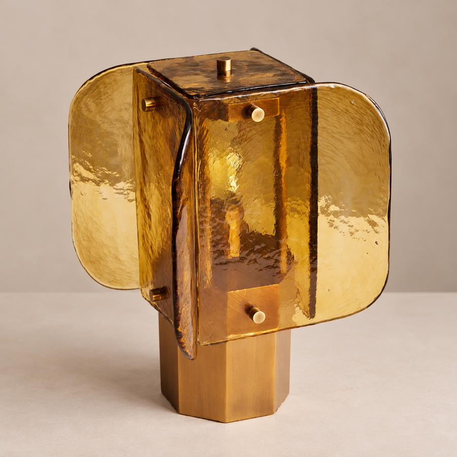 Amber Glass Table Lamp