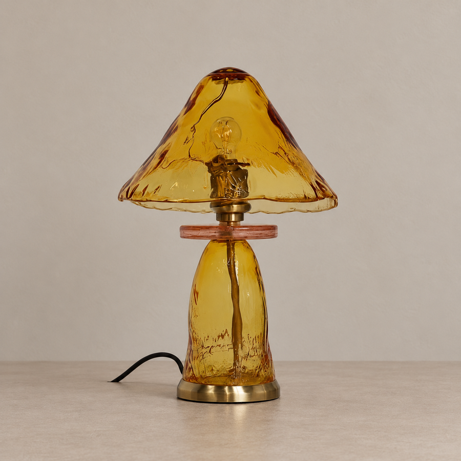 Amber Glass Mushroom Lamp