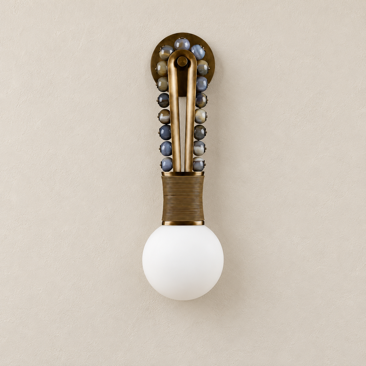 Patinated Brass & Jade Wall Sconce