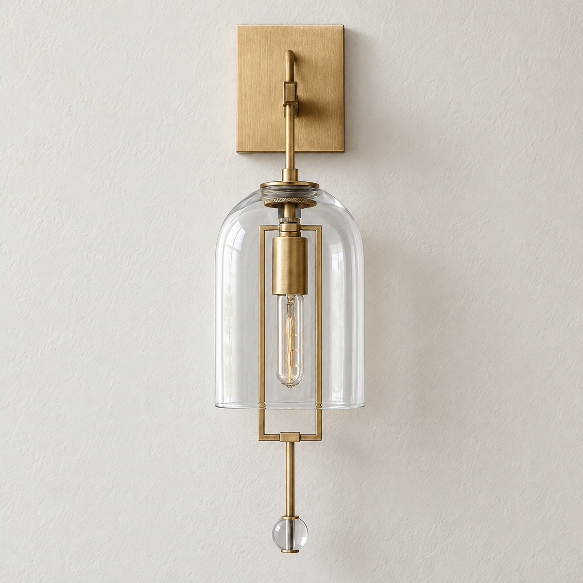 Brass & Glass Bell Wall Sconce
