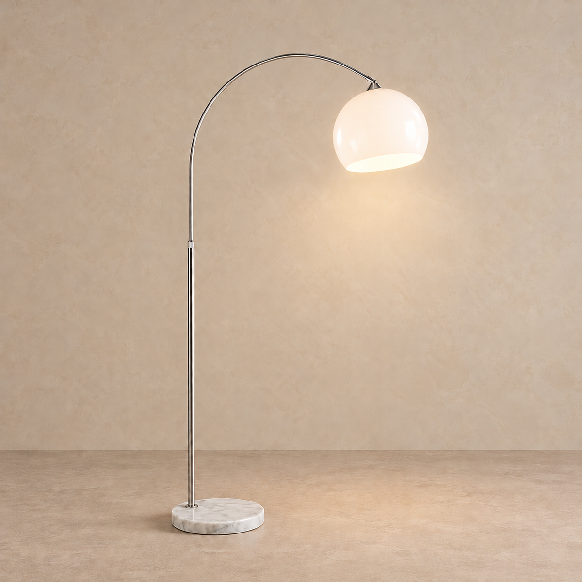 White glass shade illuminated on the CLOPO8950 arc lamp