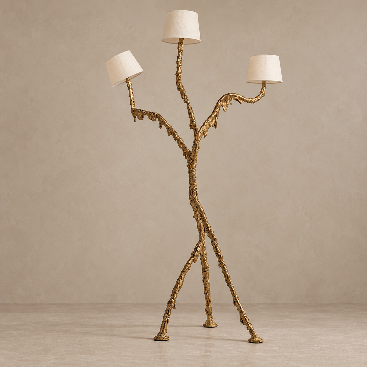Hand-Cast Bronze Sculptural Floor Lamp