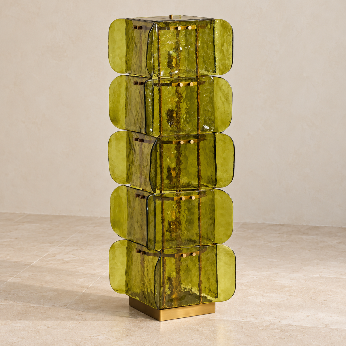 Hand-Blown Green Glass Floor Lamp