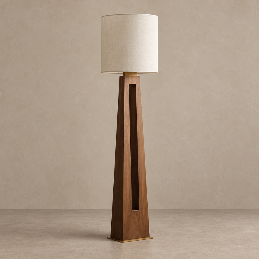 Walnut Split-Column Floor Lamp