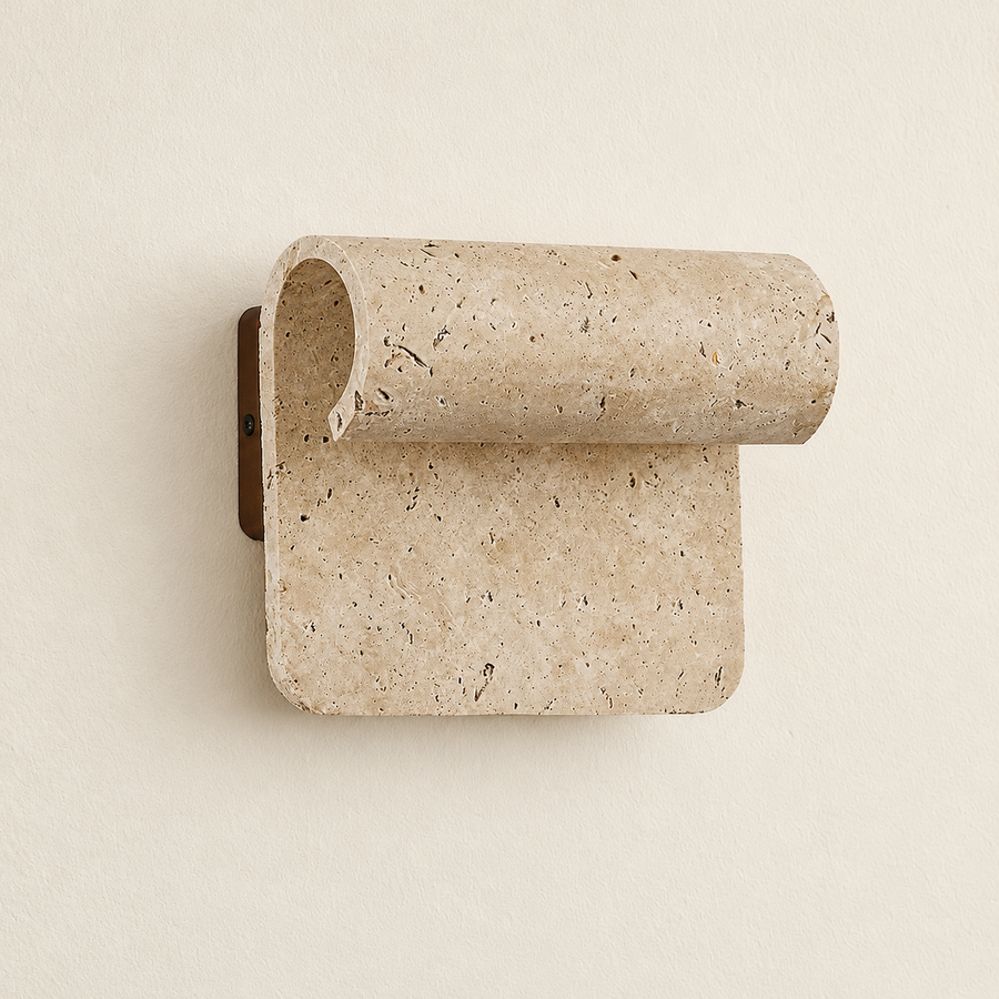Curved Travertine Wall Sconce