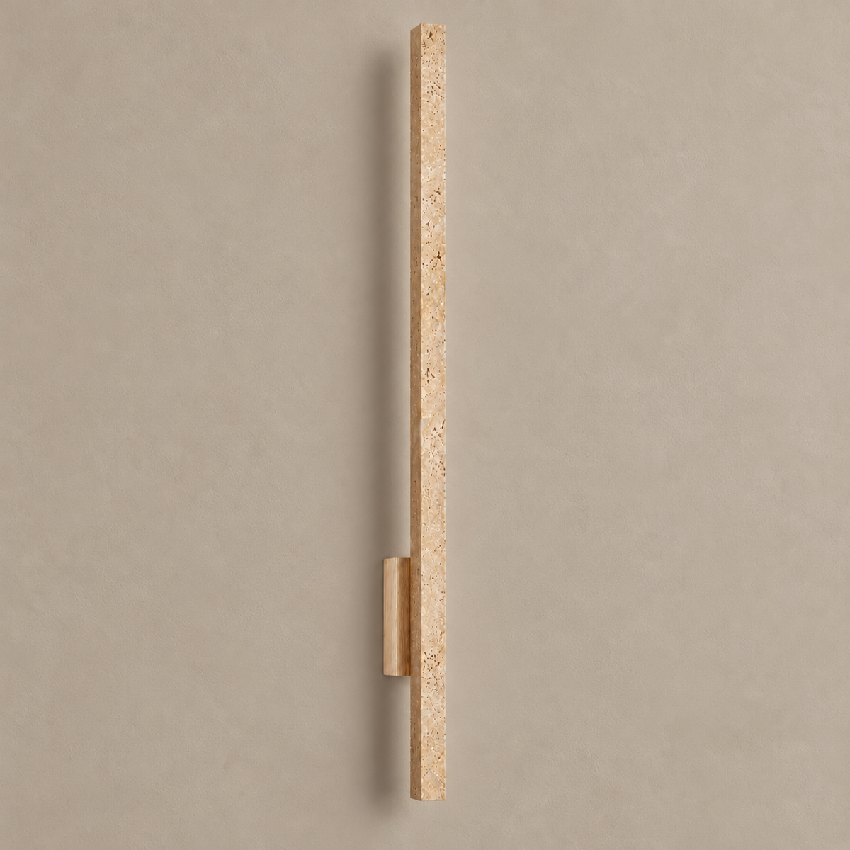 Travertine and wood wall sconce, 90 cm version, unlit