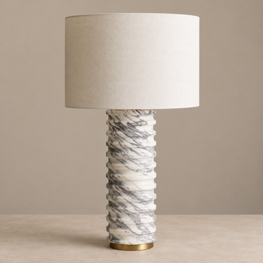 Ribbed Marble Table Lamp