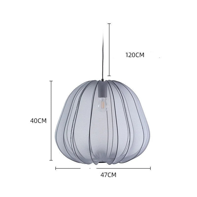 Cocoon Iron Mesh Pendant Light | Luxurious Minimalist White Fabric Lampshade | Elegant Interiors