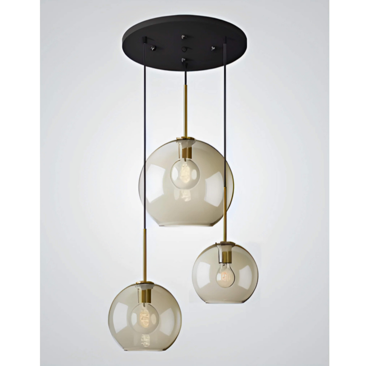 Cognac Glass 3 Light Pendant for Dining Table or Kitchen Island | Solid Brass Four Arrangements E27 Casalola Lights