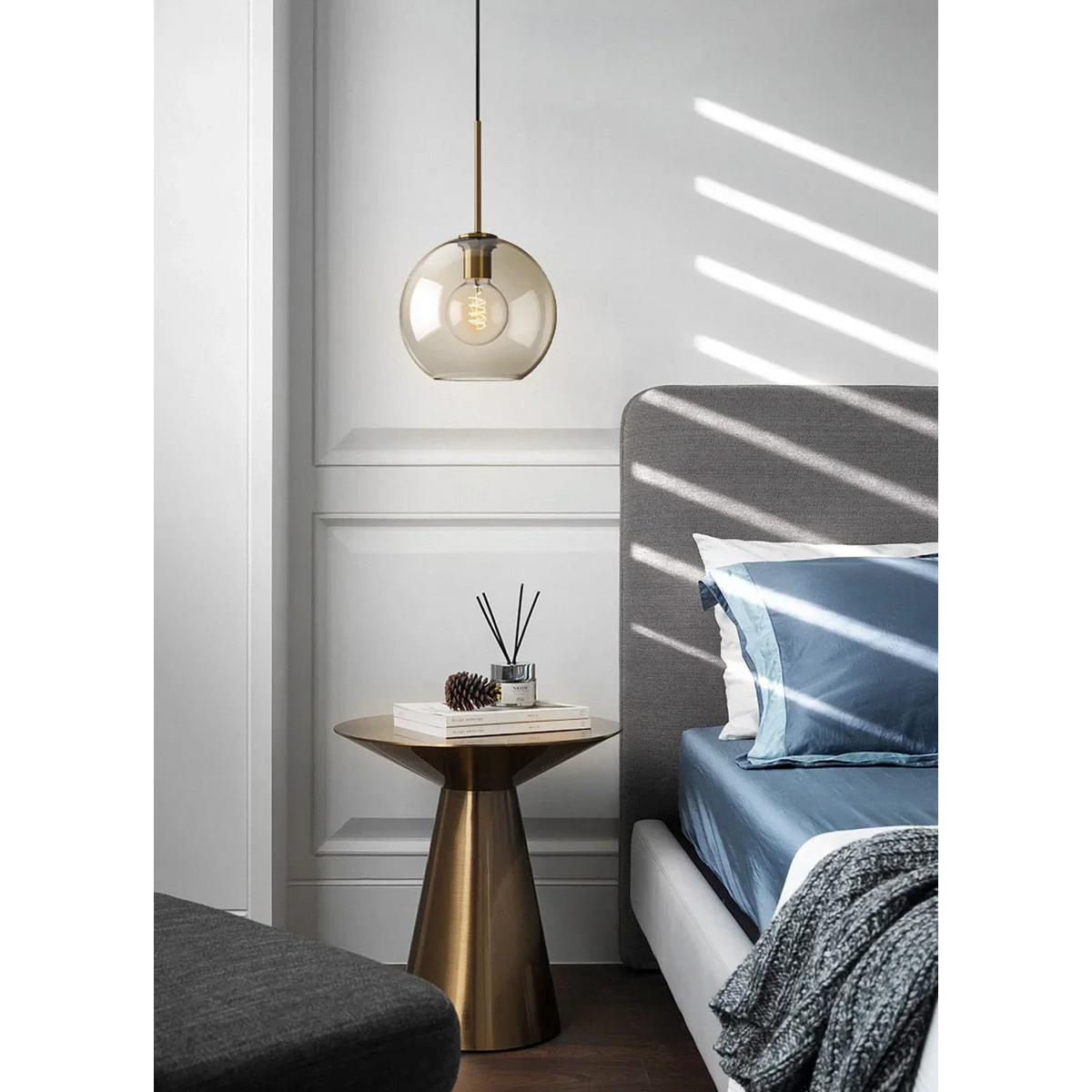 Cognac Glass Pendant Light for Kitchen Island | Solid Brass Frame Five Shapes 18 to 28 Cm (7 11″) Casalola Lights