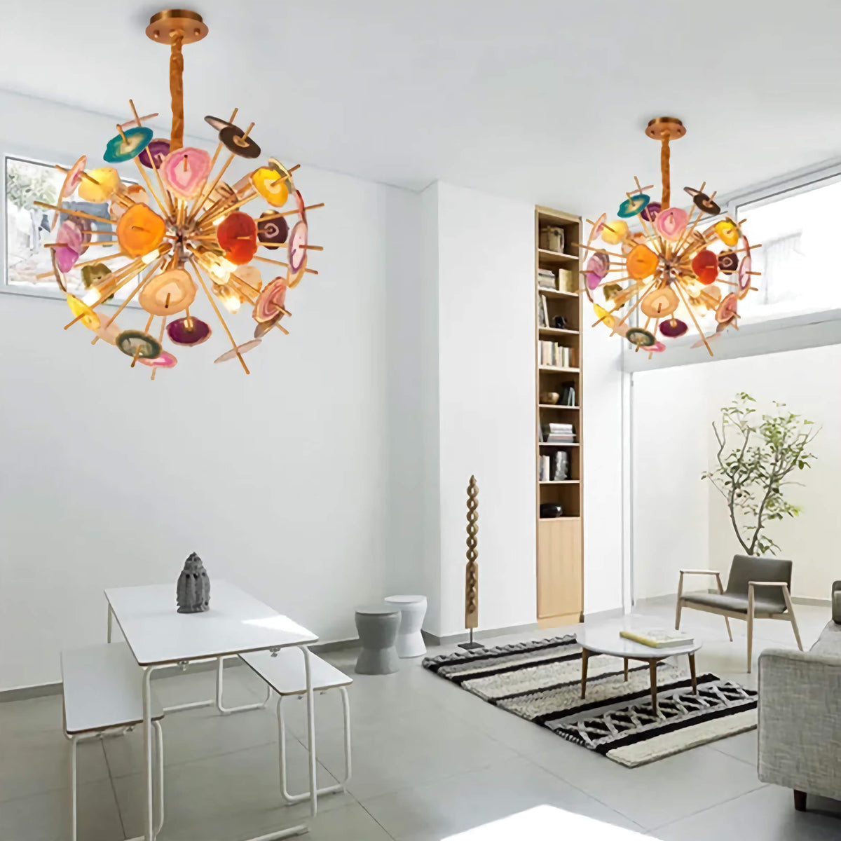 Agate Pendant Light 60-80cm | Natural Stone Statement Cluster Chandelier Living Dining & Hotel Casalolalights Luxury