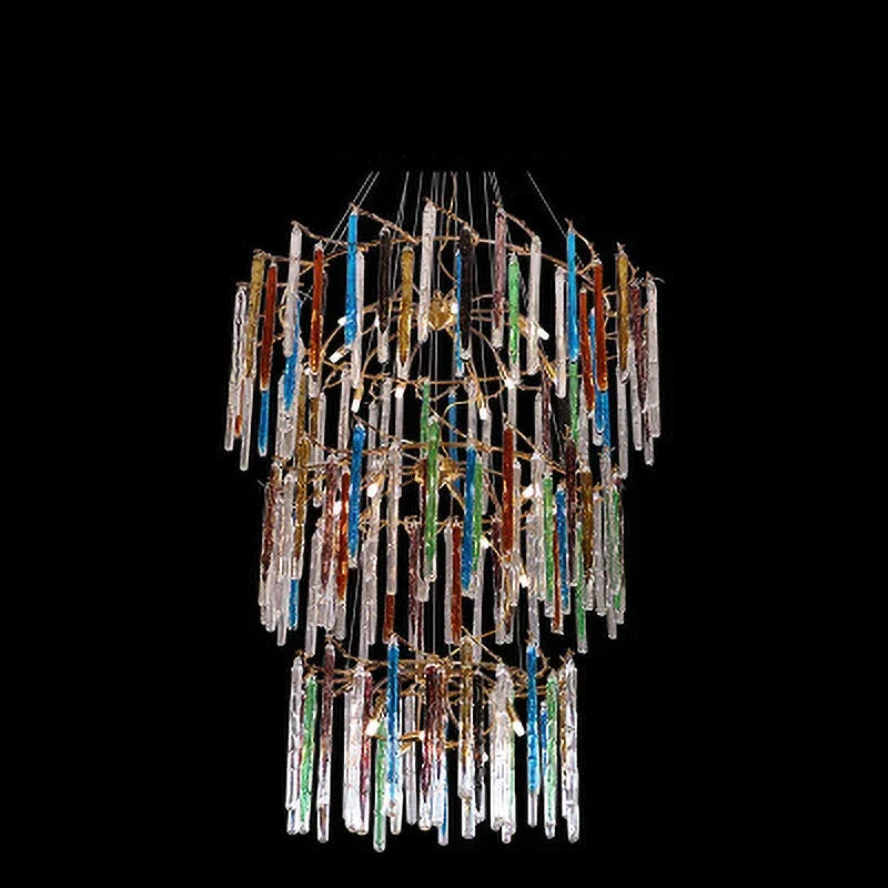 Colorful Luxury Crystal Chandelier for Living Room Stair Dining