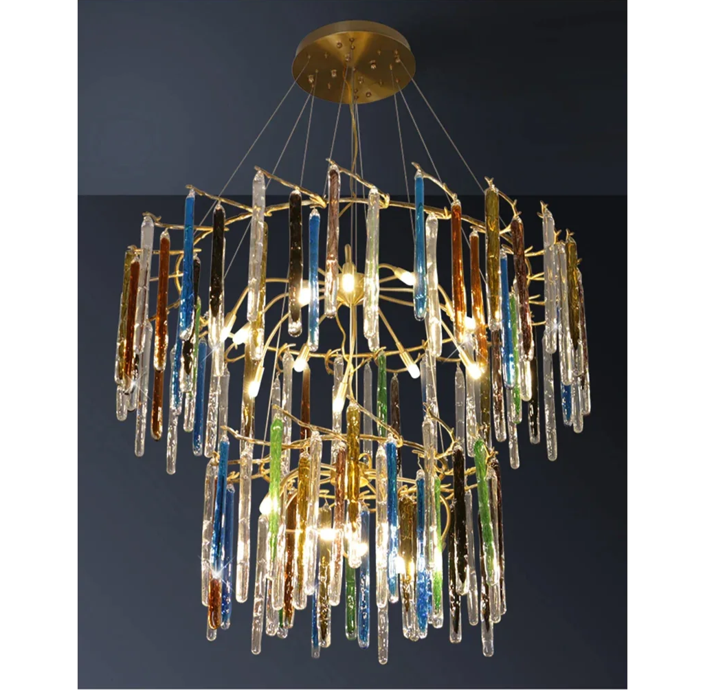 Colorful Luxury Crystal Chandelier for Living Room Stair Dining