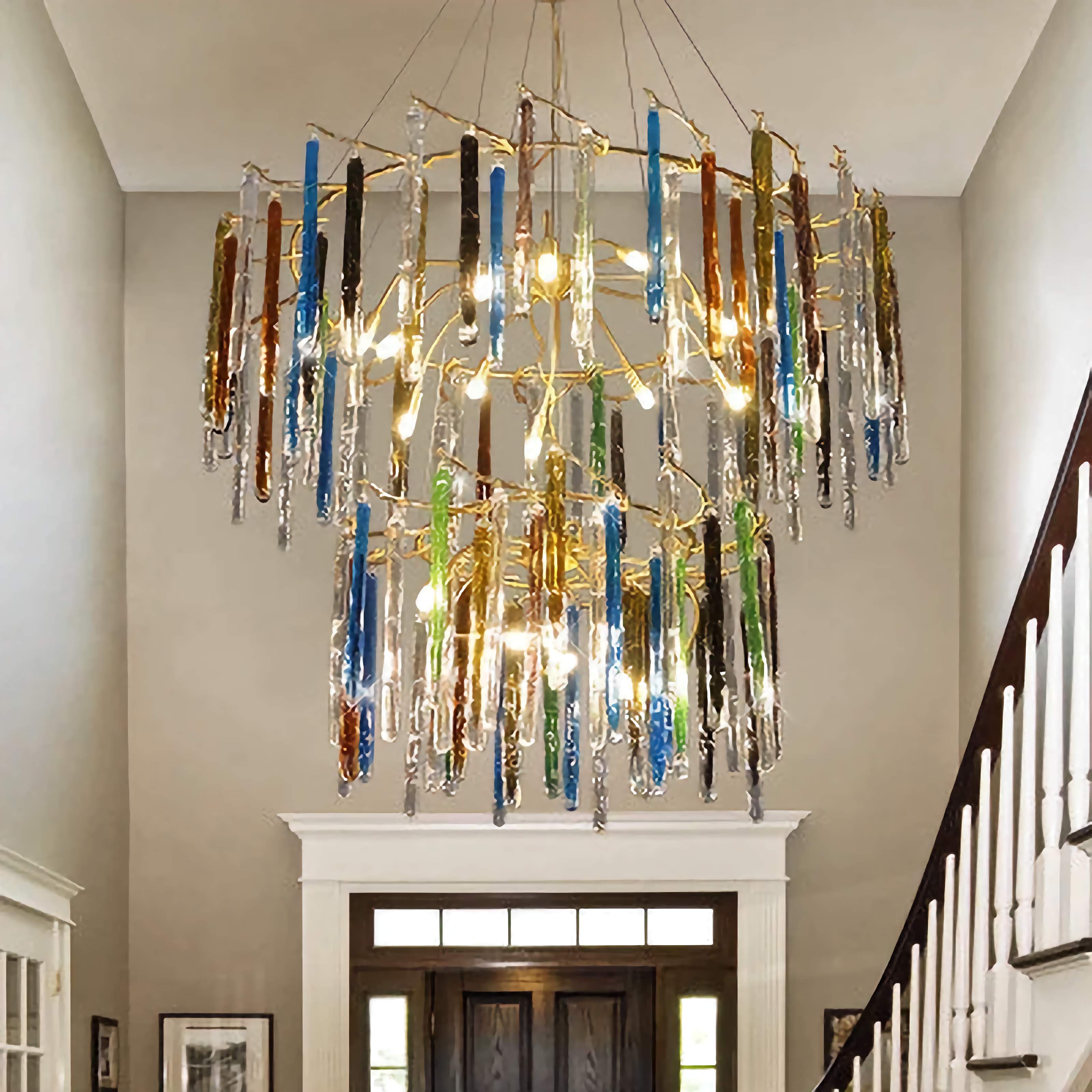 Colorful Luxury Crystal Chandelier for Living Room Stair Dining