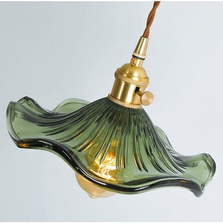 Glass Pendant Lighting | Green Champagne Biophilic Design Cottagecore Lamps | 1-lights - Lamps