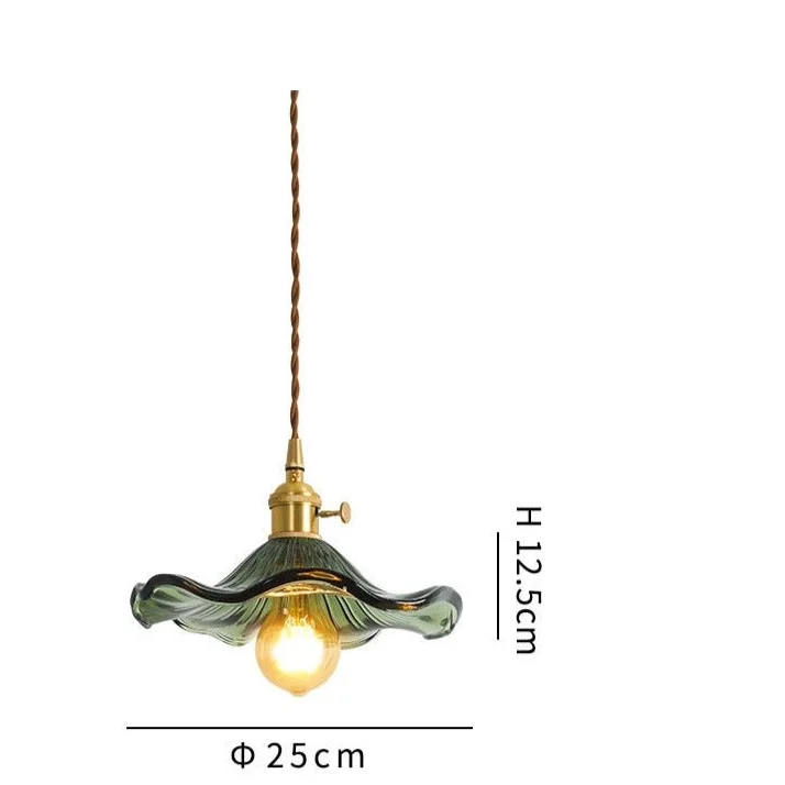 Glass Pendant Lighting | Green Champagne Biophilic Design Cottagecore Lamps | 1 Lights
