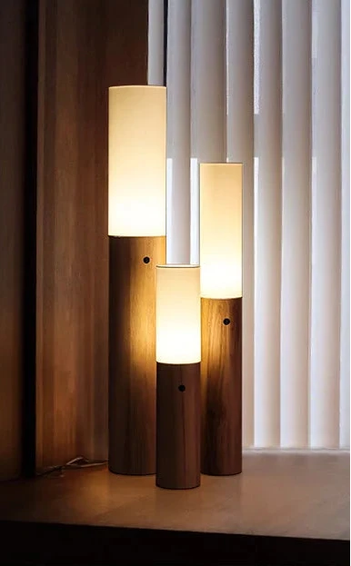 Slim Wood Column Floor Lamp Fabric Shade | 4 Heights 11-15cm Wide E26/e27 Dimmable Option Casalola Lights Luxury Lamps