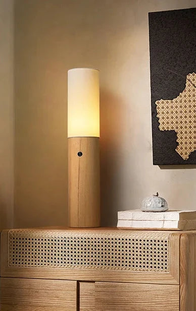 Slim Wood Column Floor Lamp Fabric Shade | 4 Heights 11-15cm Wide E26/e27 Dimmable Option Casalola Lights Luxury Lamps