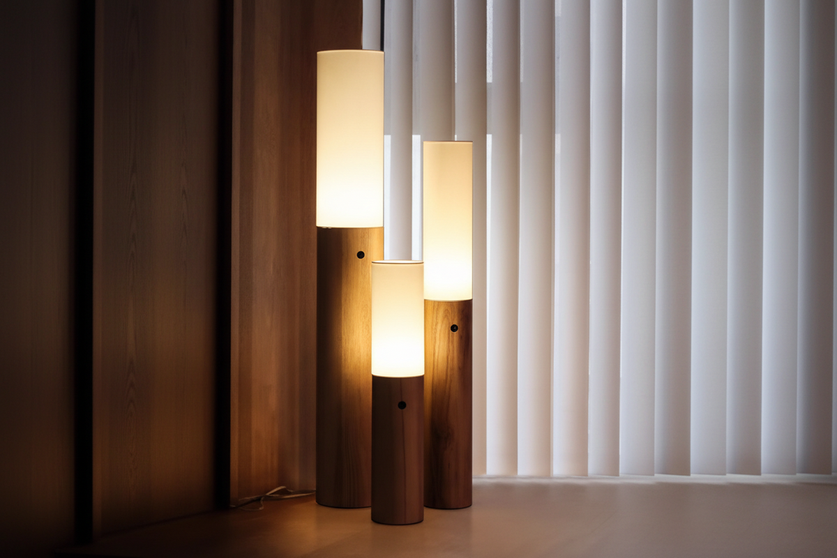 Slim Wood Column Floor Lamp Fabric Shade | 4 Heights 11-15cm Wide E26/e27 Dimmable Option Casalola Lights Luxury Lamps