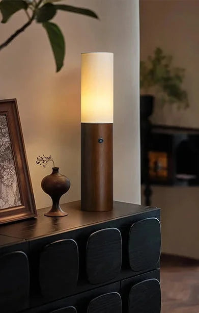 Slim Wood Column Floor Lamp Fabric Shade | 4 Heights 11-15cm Wide E26/e27 Dimmable Option Casalola Lights Luxury Lamps