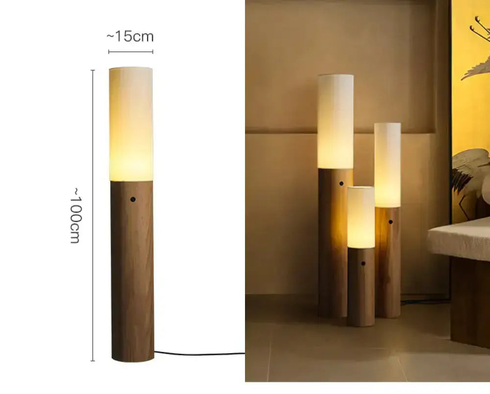Columnar Wood Floor Lamps | Sculptural Ambient Lighting