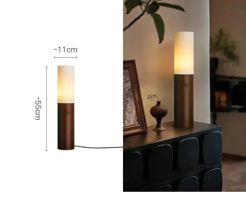 Columnar Wood Floor Lamps | Sculptural Ambient Lighting