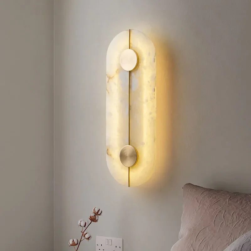 Contemporary Marble Wall Lamp | Luxurious Copper Accents | Modern Design for Foyer Bedroom Study Dining Room