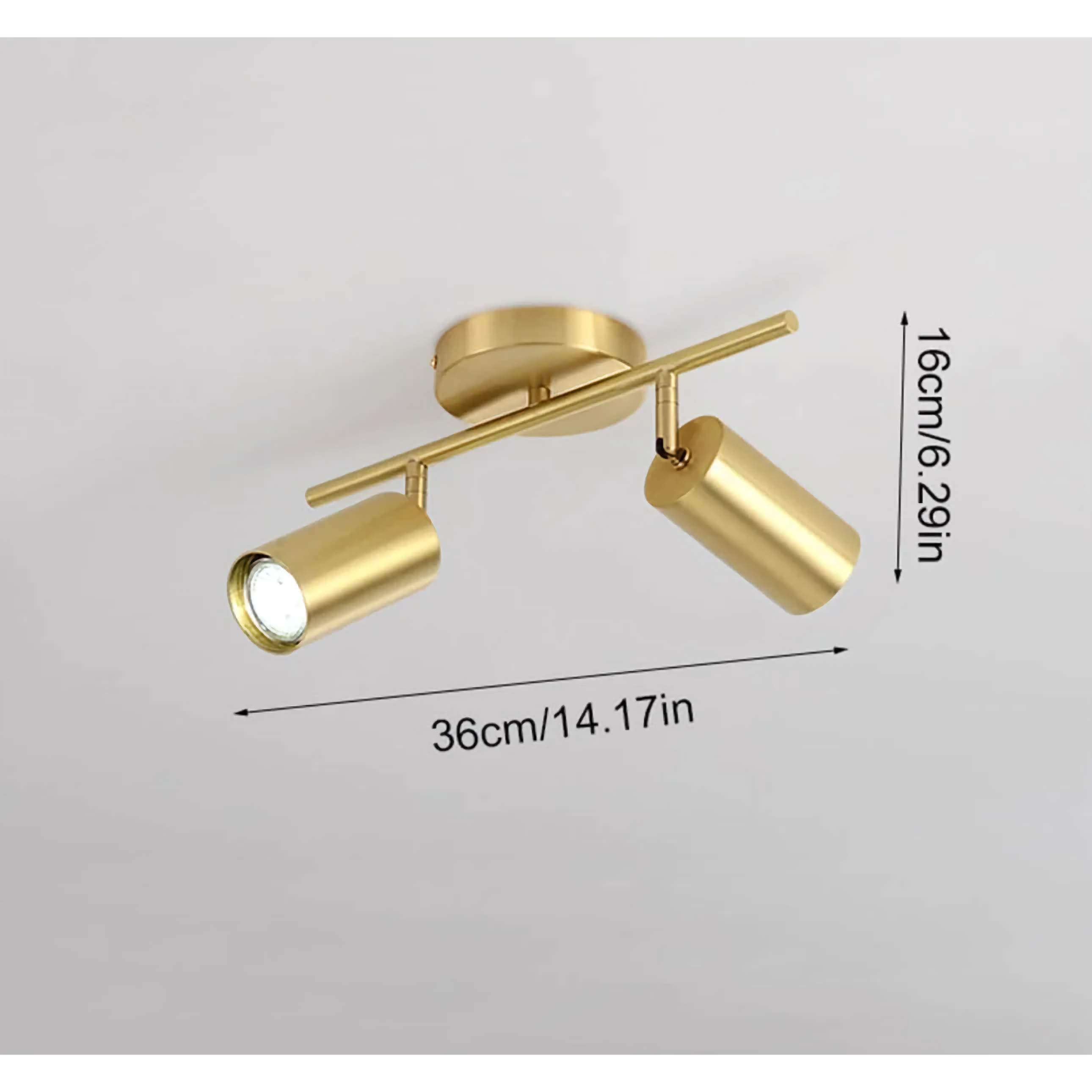 2-light Copper Track Lighting | Adjustable Flush Mount Fixture for Low Ceilings