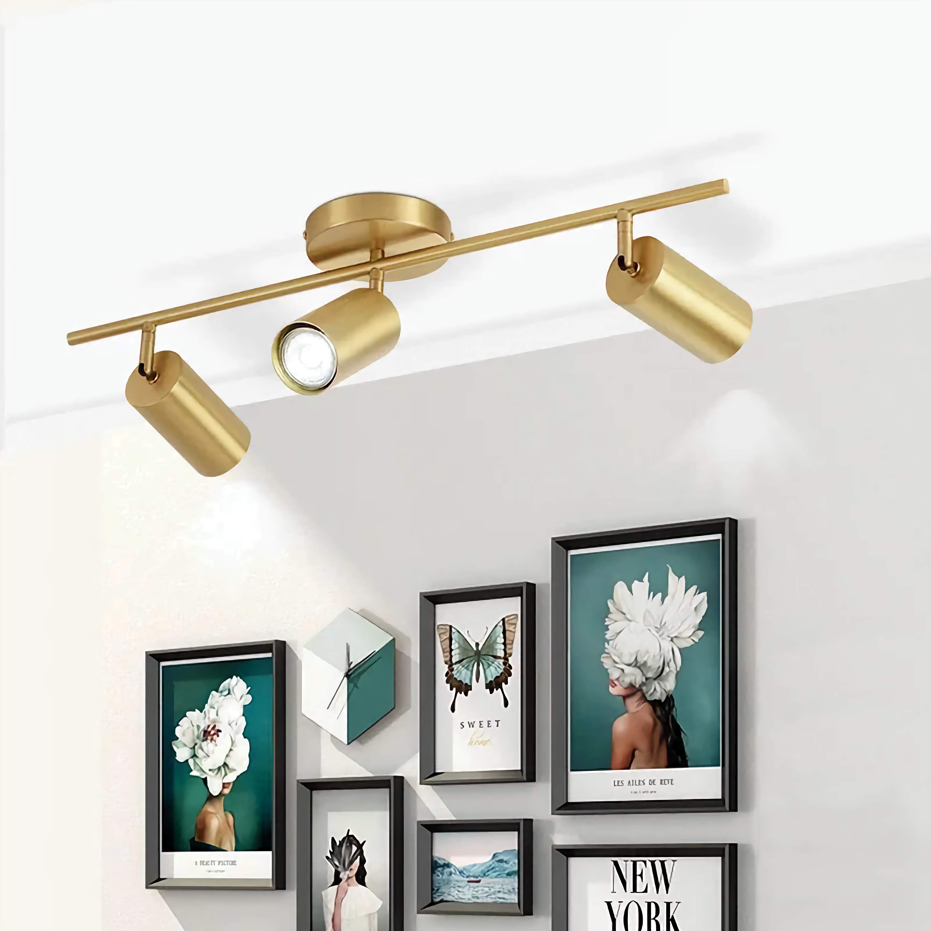 Copper 3-lights Track Lighting Fixture – Adjustable Flush Mount Ceiling Light for Low Ceilings