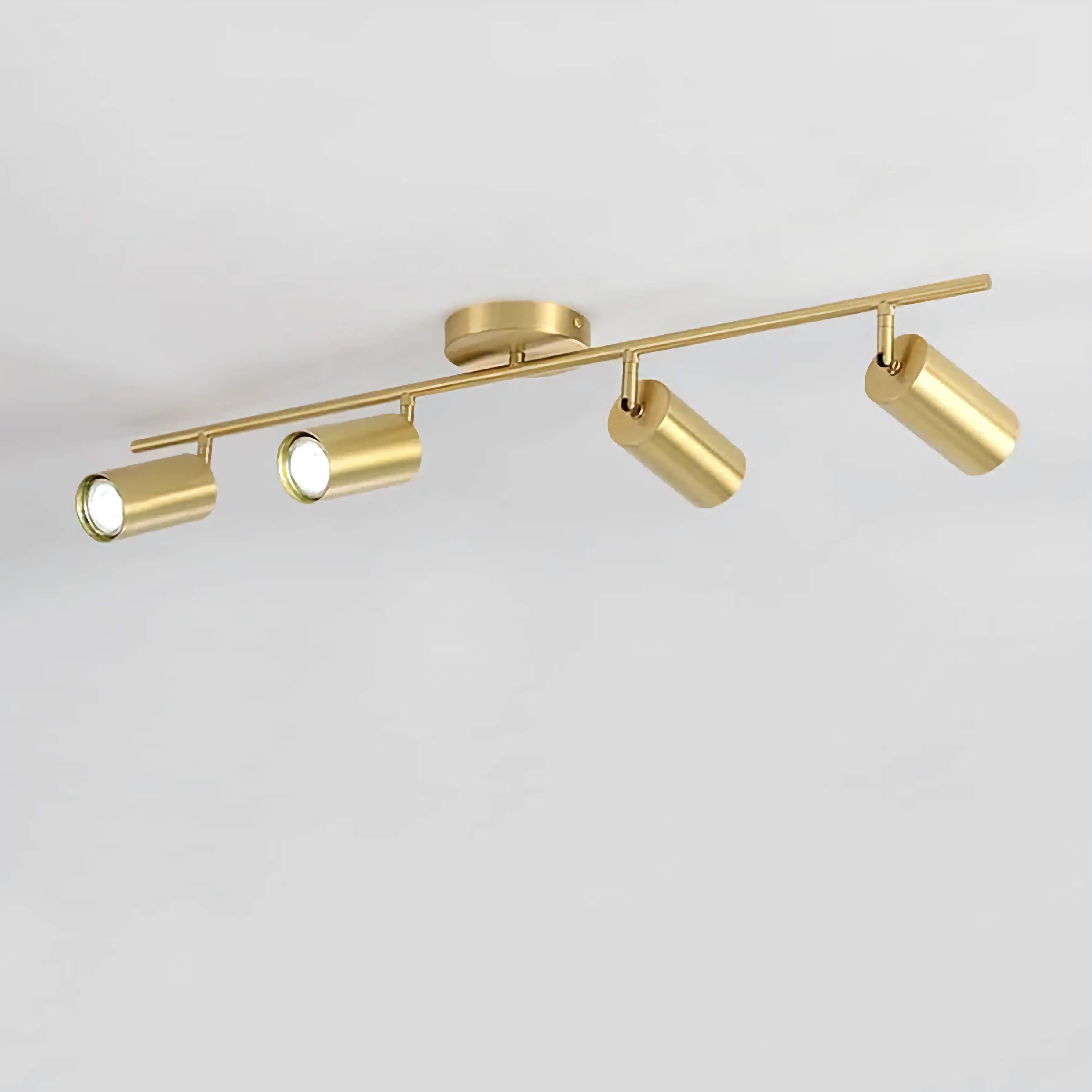 4-light Copper Track Lighting | Adjustable Flush Mount Ceiling Fixture for Low Ceilings