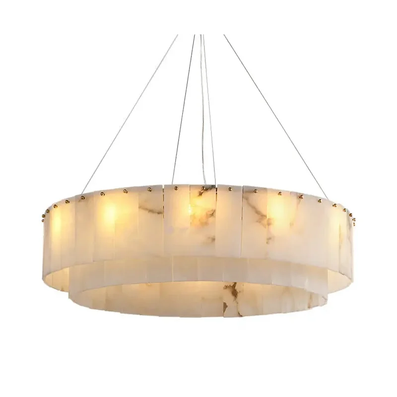 Alabaster Chandelier | Tiered Marble for Kitchen Dining Room Living | Lighting High-end Homes