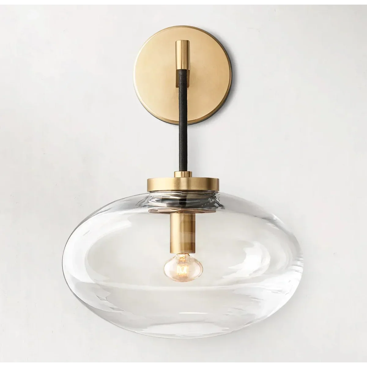 Copper Wall Sconce | Amber Glass Shade Contemporary Mid-century Living Room & Bedroom Casalolalights Luxury Lamps