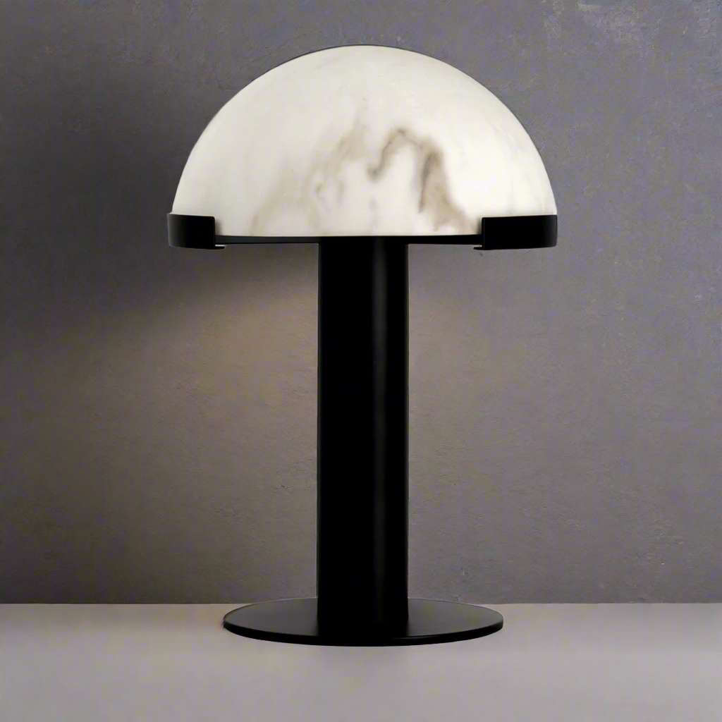 Black Copper and Dome Alabaster Table Lamp for Bedroom & Living Room | Casalola Lights - Lamps