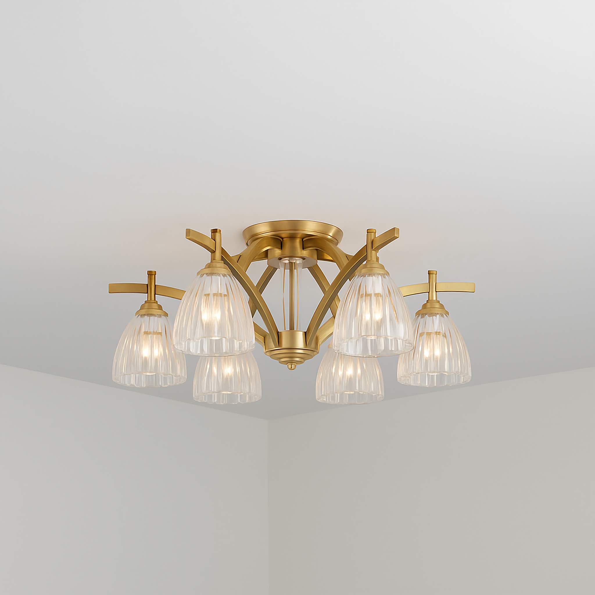 COPPER AND GLASS SEMI-FLUSH MOUNT CEILING LIGHT | DESIGN CLNN2200 - Semi-flush mounts
