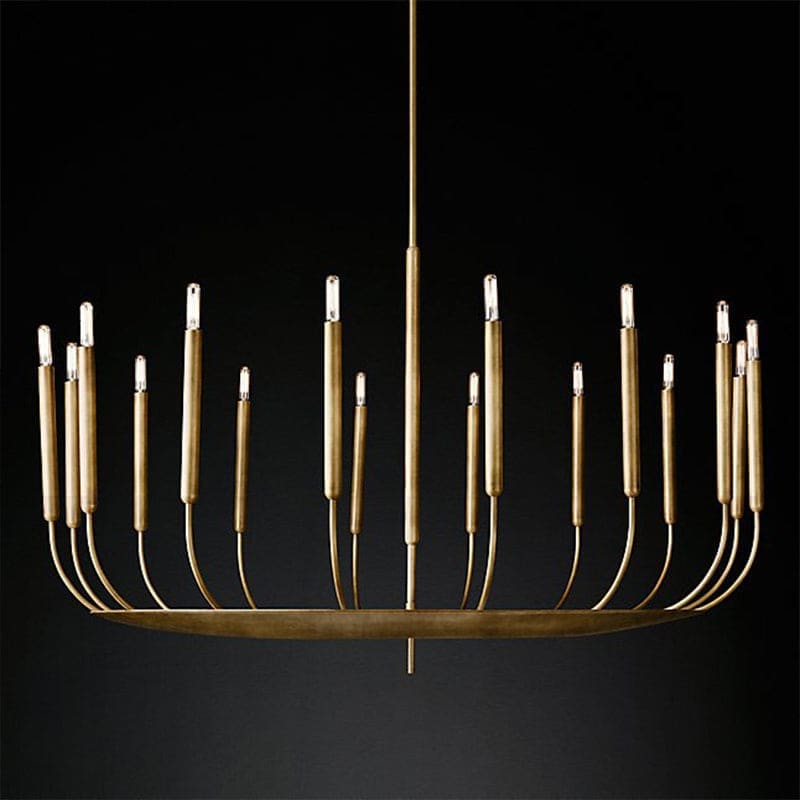 Architectural Copper Candle Chandelier | Modern Dining Statement - Chandeliers