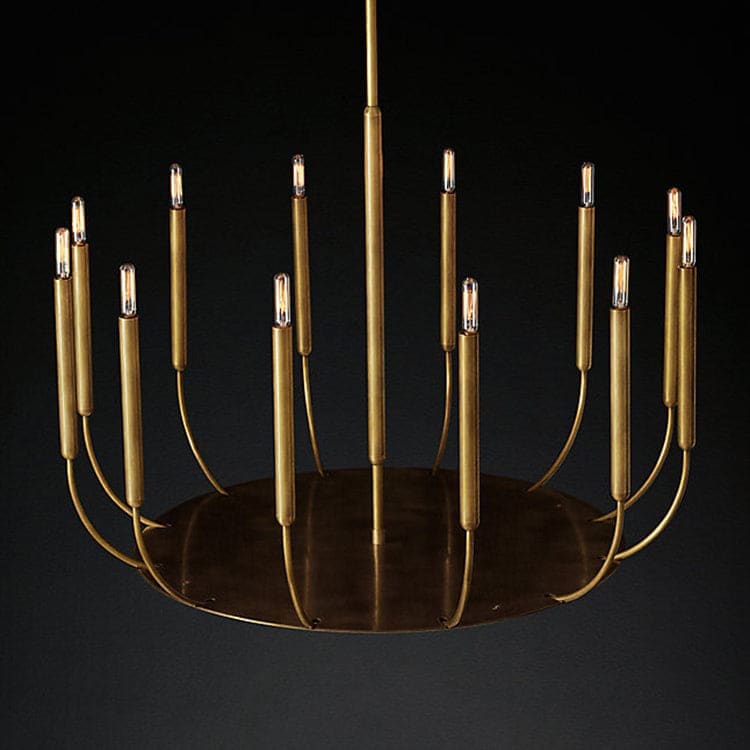 Architectural Copper Candle Chandelier | Modern Dining Statement - Chandeliers